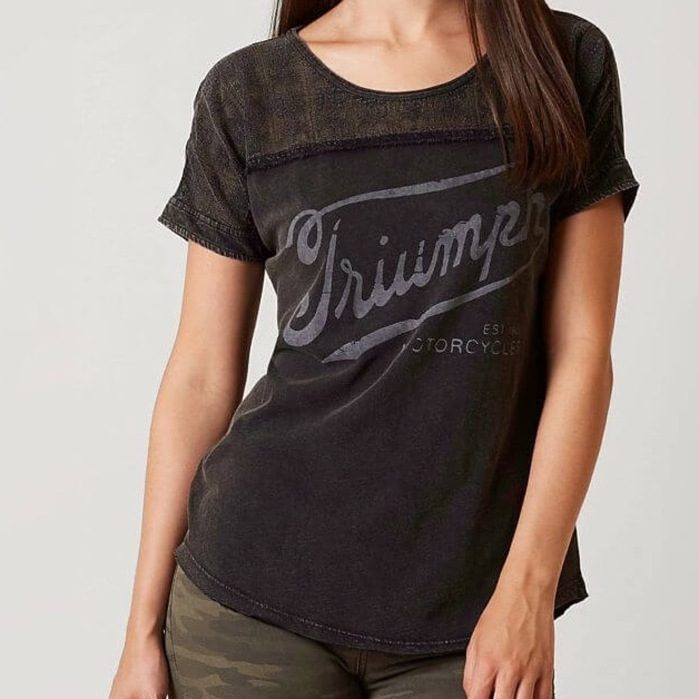 Lucky Brand Triumph Motorcycles T-shirt, charcoal